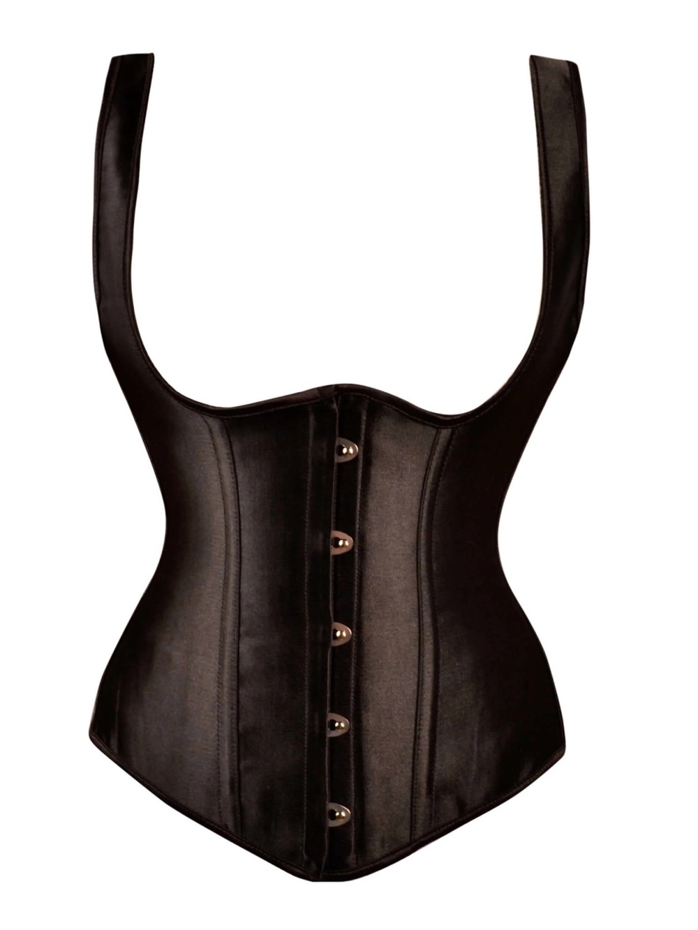 Black High Back Underbust Corset with Straps